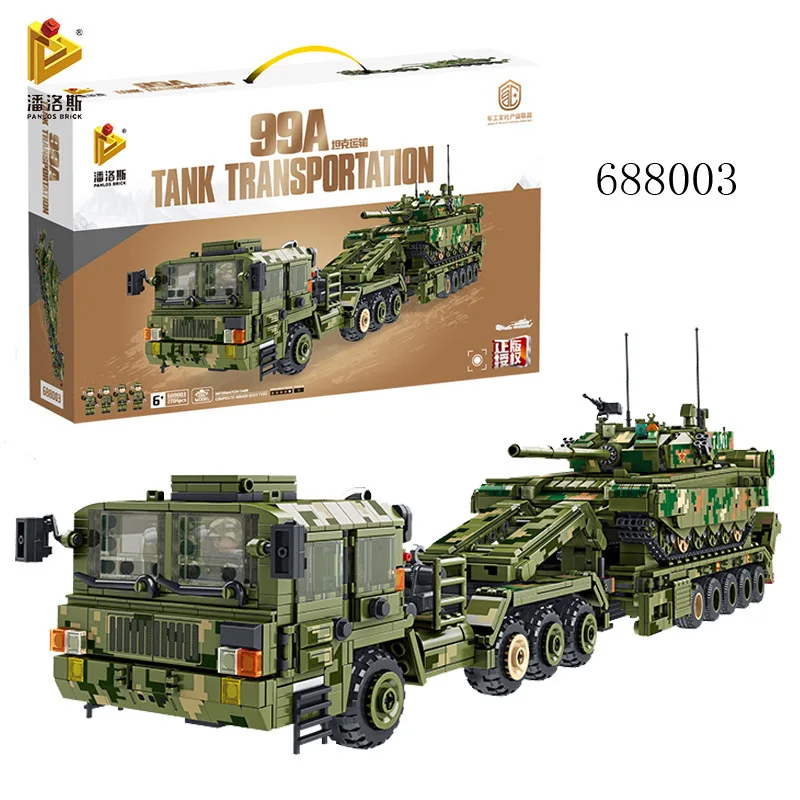 Penrose War 688003 seria klocki 99A Transporter czołgów opancerzony rydwan artyleria Model Ornament chłopiec zabawki konstrukcyjne prezent