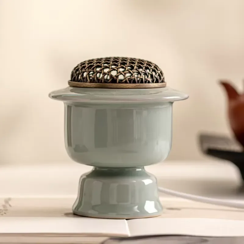 High Temperature Ceramic Wood Block Electronic Aromatherapy Stove with Dry Burning Timer Function for Religious Supplies Home