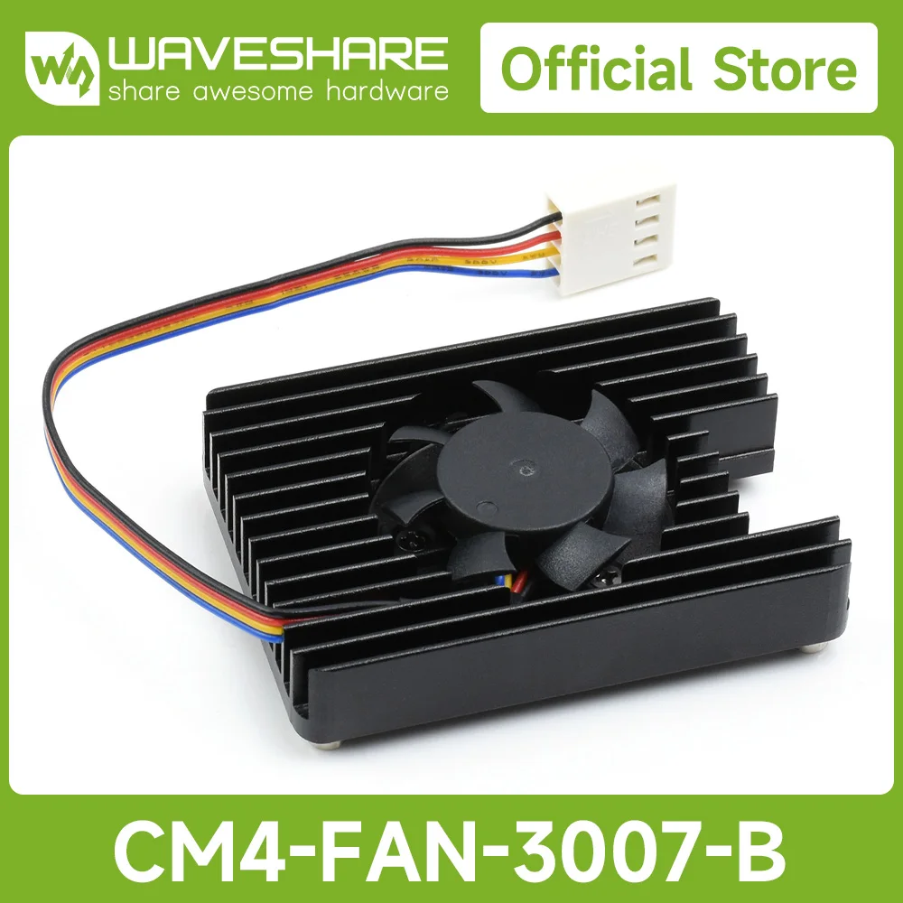 Waveshare Dedicated All-in-One 3007 Cooling Fan For Raspberry Pi Compute Module 4 Low-profile PWM Speed Adjustment