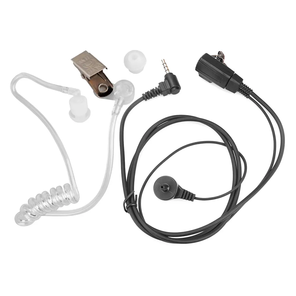 HIROYASU HI-R23 HI-B6 PoC Walkie Talkie Earphone Surveillance kit Transparent Tube W/ Colied cord rubber Earbud Earpiece