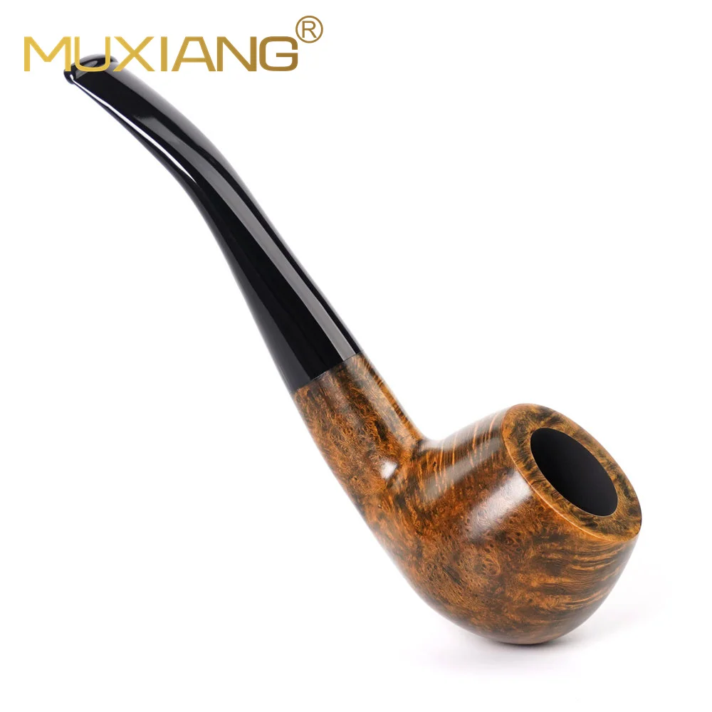 Imagem -04 - Muxiang Handmade Tobacco Pipe com Alça Curvo Cachimbo Grossa Tigela Parede Canal Curvo mm Presente de Aniversário para o Pai