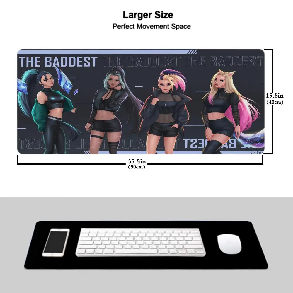 KDA Mouse Pad Mouse Pad Estendido Gaming Keyboard Mats Grande 90x40cm XXL Gamer Mousepad