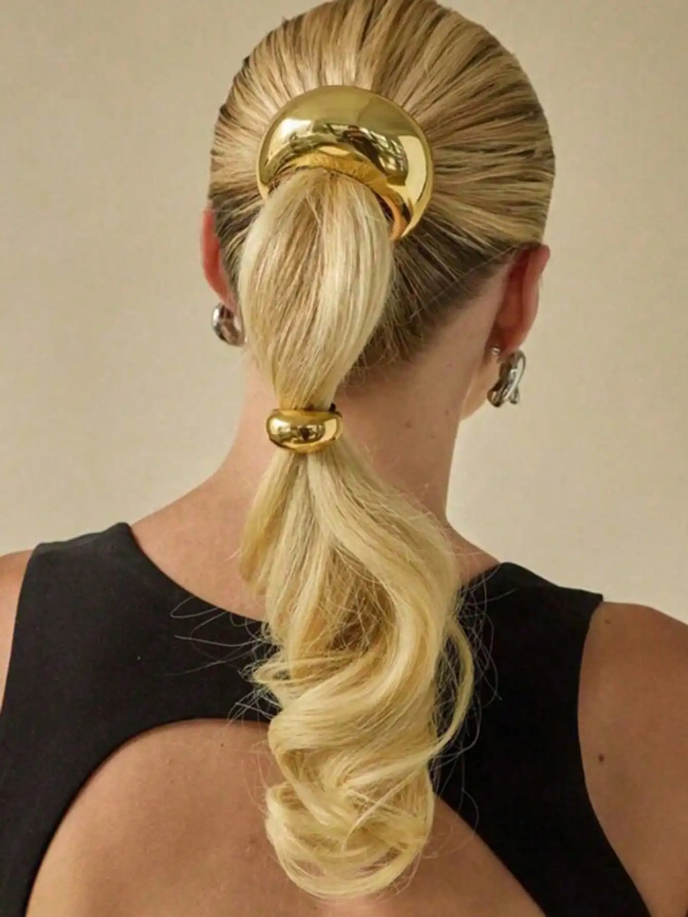 

Набор из двух металлических украшений в стиле панк с геометрическим дизайном, эластичный, женский аксессуар для волос, подарок, для вечеринки, в богемном стиле, простой металлический аксессуар в форме сердца