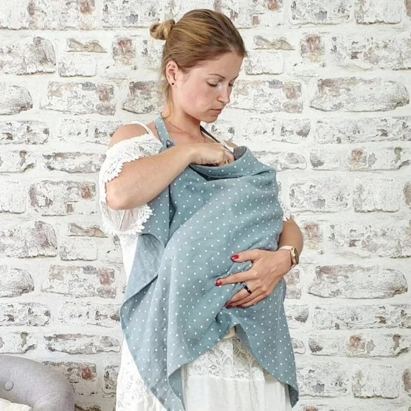 Nursing Cover Breastfeeding Privacy Baby Feeding Shawl, Breathable Cotton Muslin Adjustable Nursing Wrap for Moms