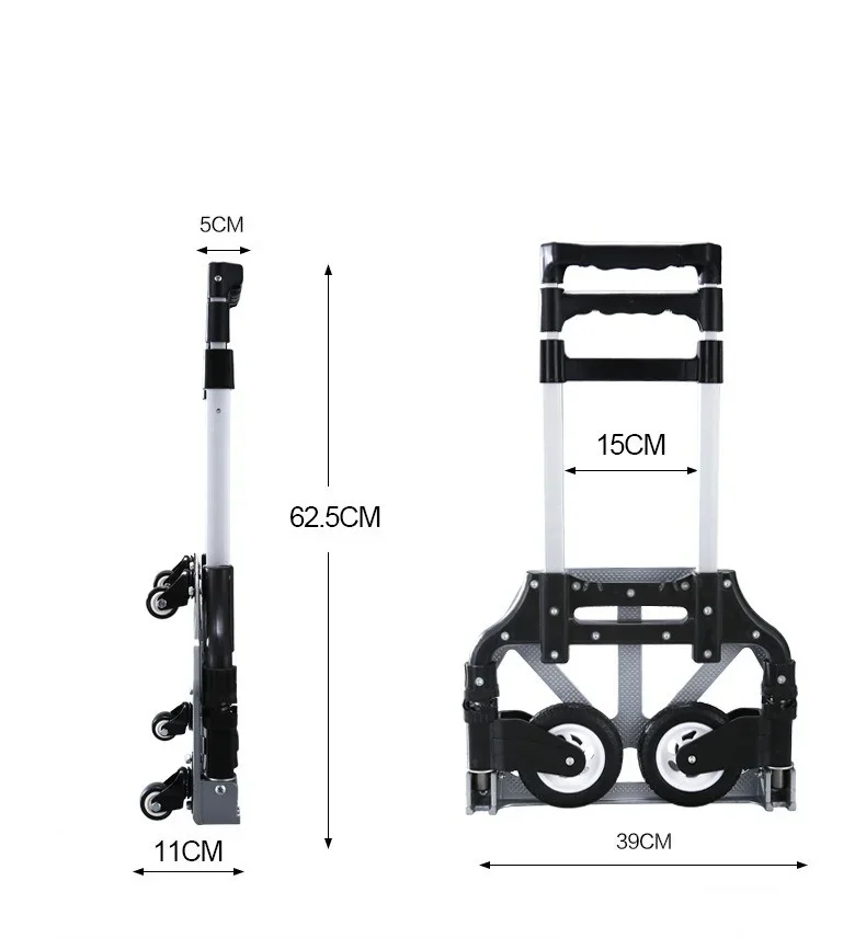 Foldable Household Hand Carts, Push-Pull Vehicle, Small Trailer, Trolley, Household