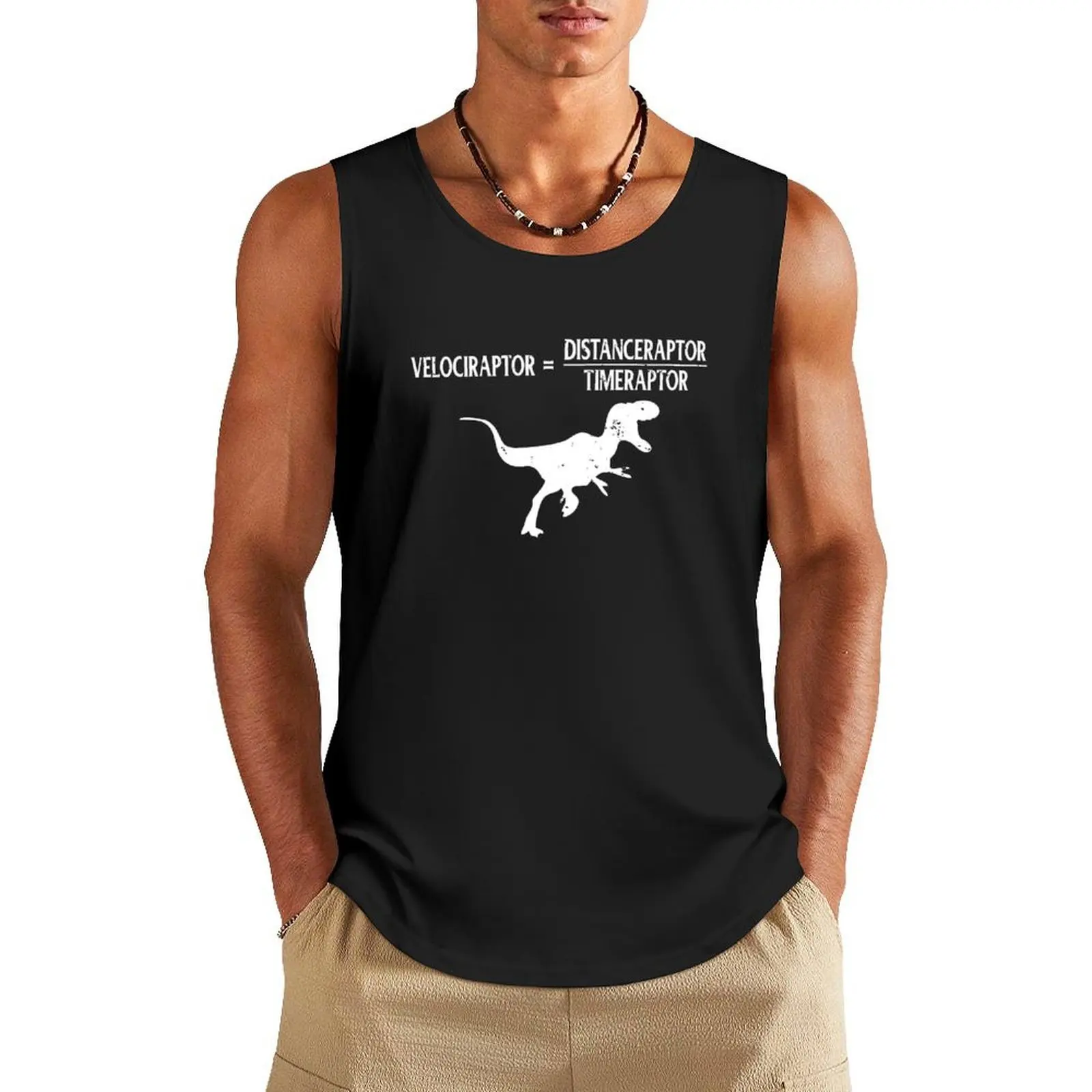 

Distanceraptor/Timeraptor=Velociraptor Dinosaur Tank Top Men's tops basketball clothing gym for men fitness clothing for men