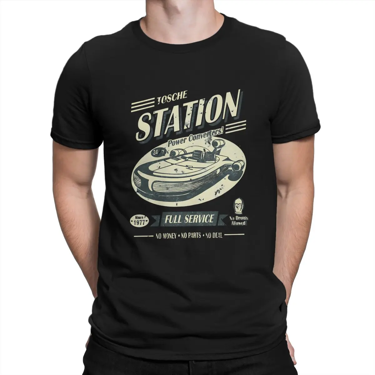 

Креативная футболка Tatooine для мужчин, футболка из полиэстера с круглым вырезом и надписью Tosche Station, персонализированные подарки на день рождения, уличная одежда