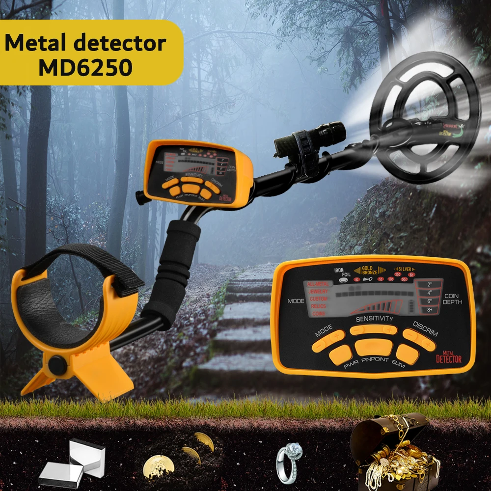 High Performance Underground Metal Detector MD6250 Three Detect Mode Coins Jewelry All Metal MD-6250