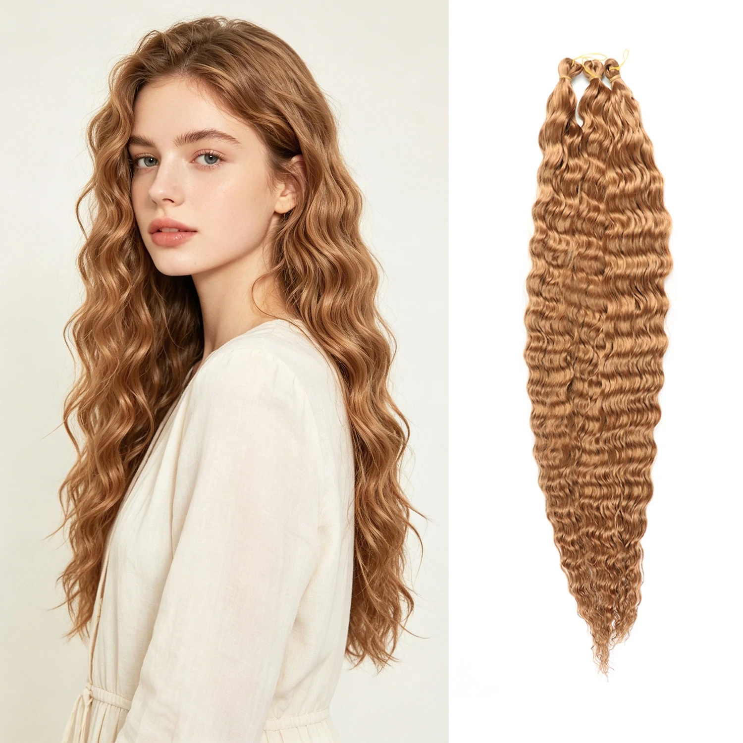 Synthetic Crochet Hair Extensions 30inch Ocean Wave 3pcs/set Deep Wave Long Crochet Hair for Women Girls Daily Party Holiday