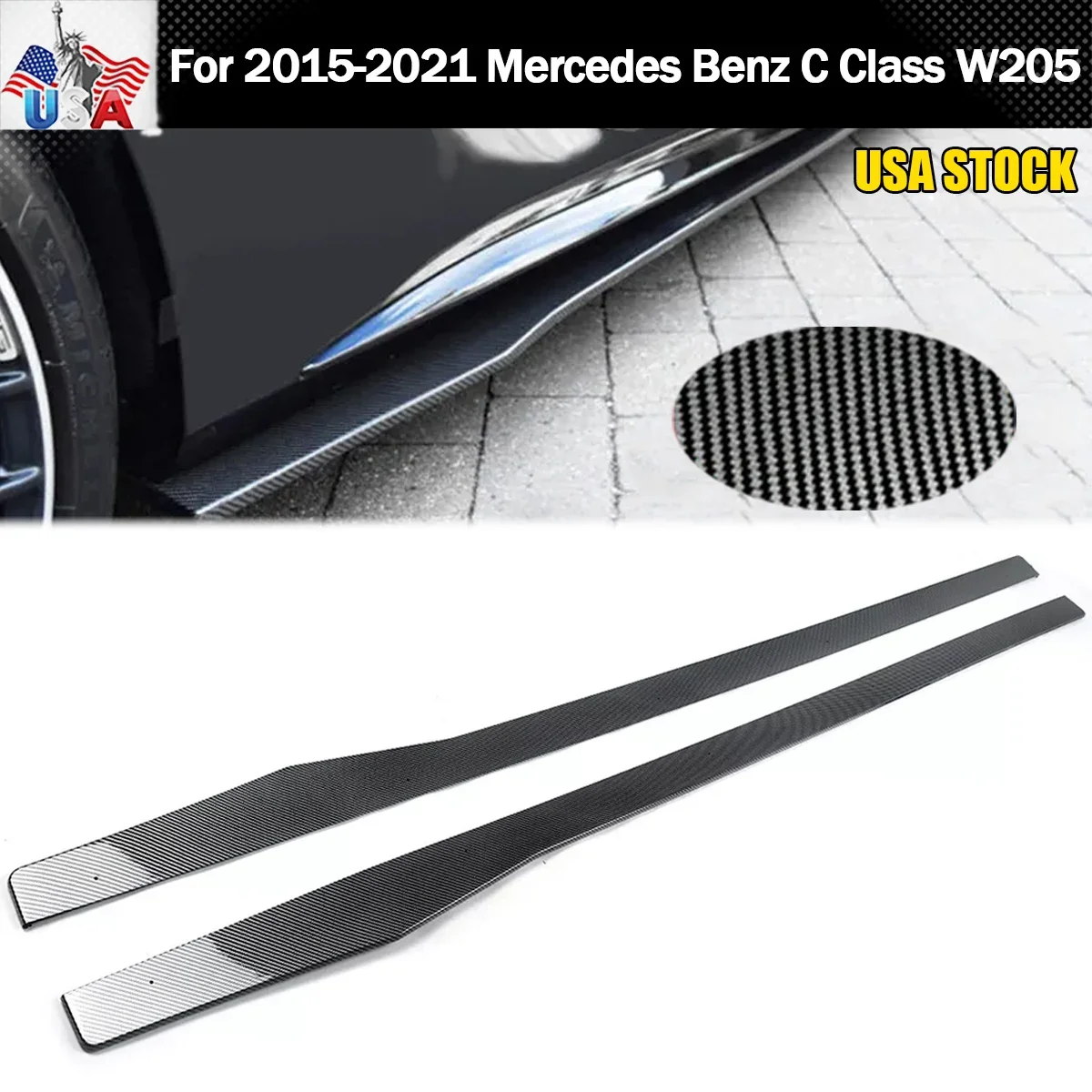 

for Mercedes Benz C Class W205 S205 C205 A205 Side Skirt Splitter Winglet Side Bumper Sport C63 C43 C200 C250 C300 2015-2021