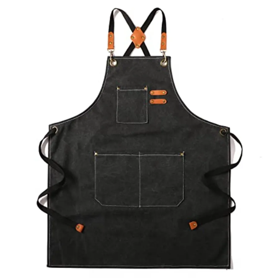 

Фартуки Tosewever Canvas Cross Back Chef из хлопка для мужчин и женщин с большими карманами