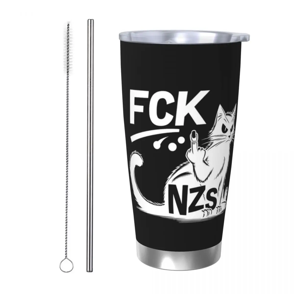 

Fck Nzs Statement с гордым котом Стакан из нержавеющей стали Чашки с вакуумной изоляцией Термальные холодные чашки Соломинки с крышкой 20 унций