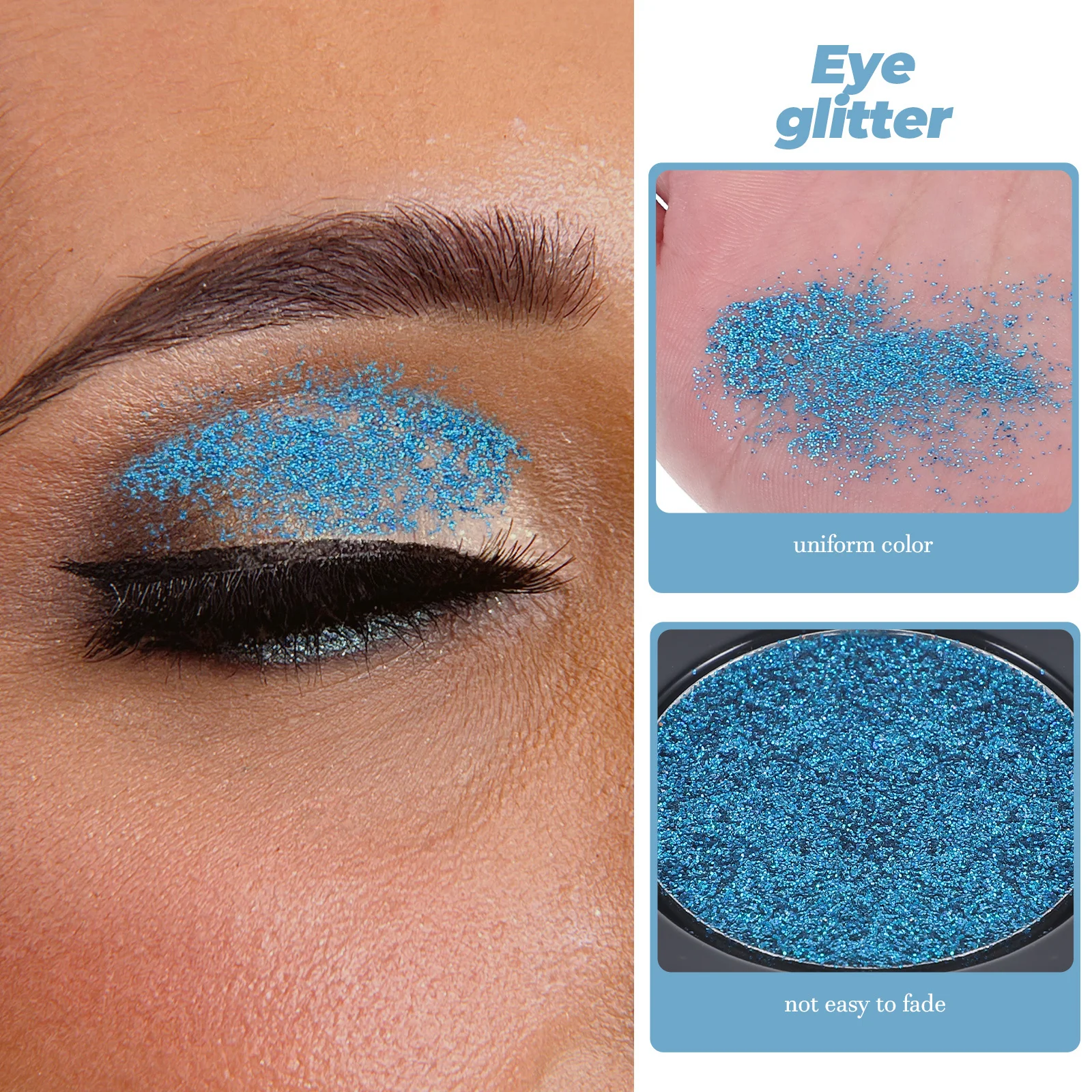 

Shiny Blue Glitter Eyeshadow Palette Sparkly Eye Makeup for Party Show Stage Eye Glitter Makeup Non-Fading Safe for Skin