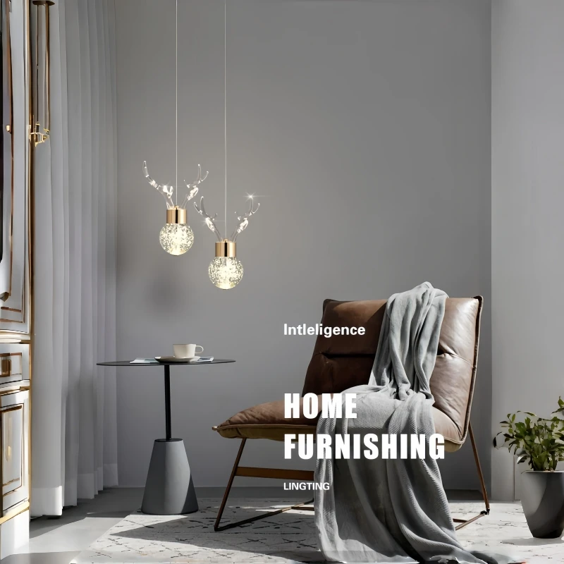 

MSZGJY Роскошный хрустальный светильник для спальни, гостиной, креативный подвесной светильник с рогами, современный минималистичный барный декор, подвесной светильник