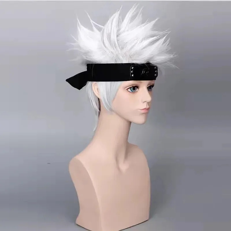 

ff34HOKAGE NINJA Хатаке Какаши Косплей Серебристо-серый синтетический короткий вьющийся парик аниме Coser высокого качества повседневная вечеринка