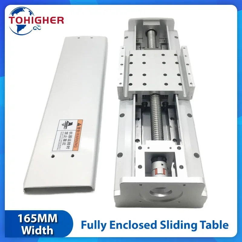 165mm Wide Fully Enclosed Sliding Table 200KG CNC Linear Rail Guide Stage 100-1000mm Stroke 2 Guides 4 Sliders SFU2505/2510/2525