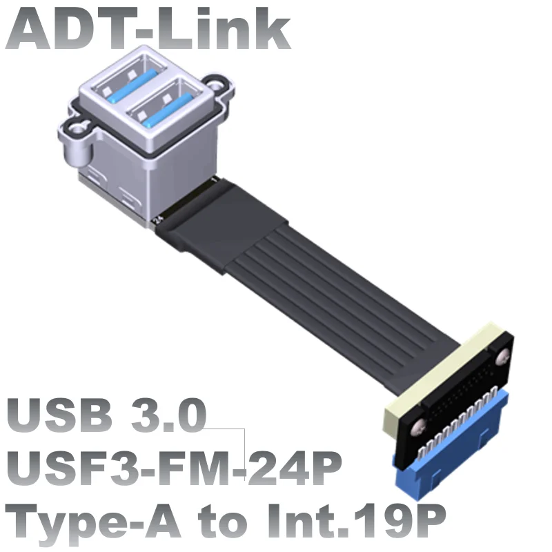 

USB3.0 Extension Type A conversion blue port 19P/20P Front and rear Angle with screw hole ADT