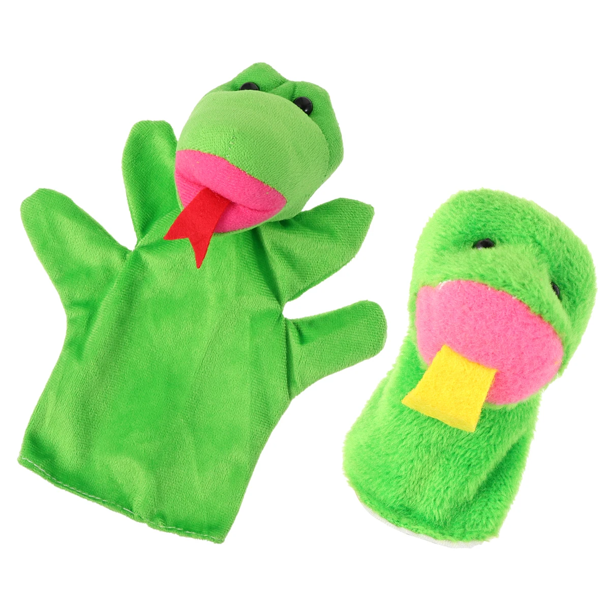 Fantoche de mão de cobra, 2 peças, brinquedo amigável para crianças, material de flanela adorável, interação pai-filho, dedo em forma de poliéster