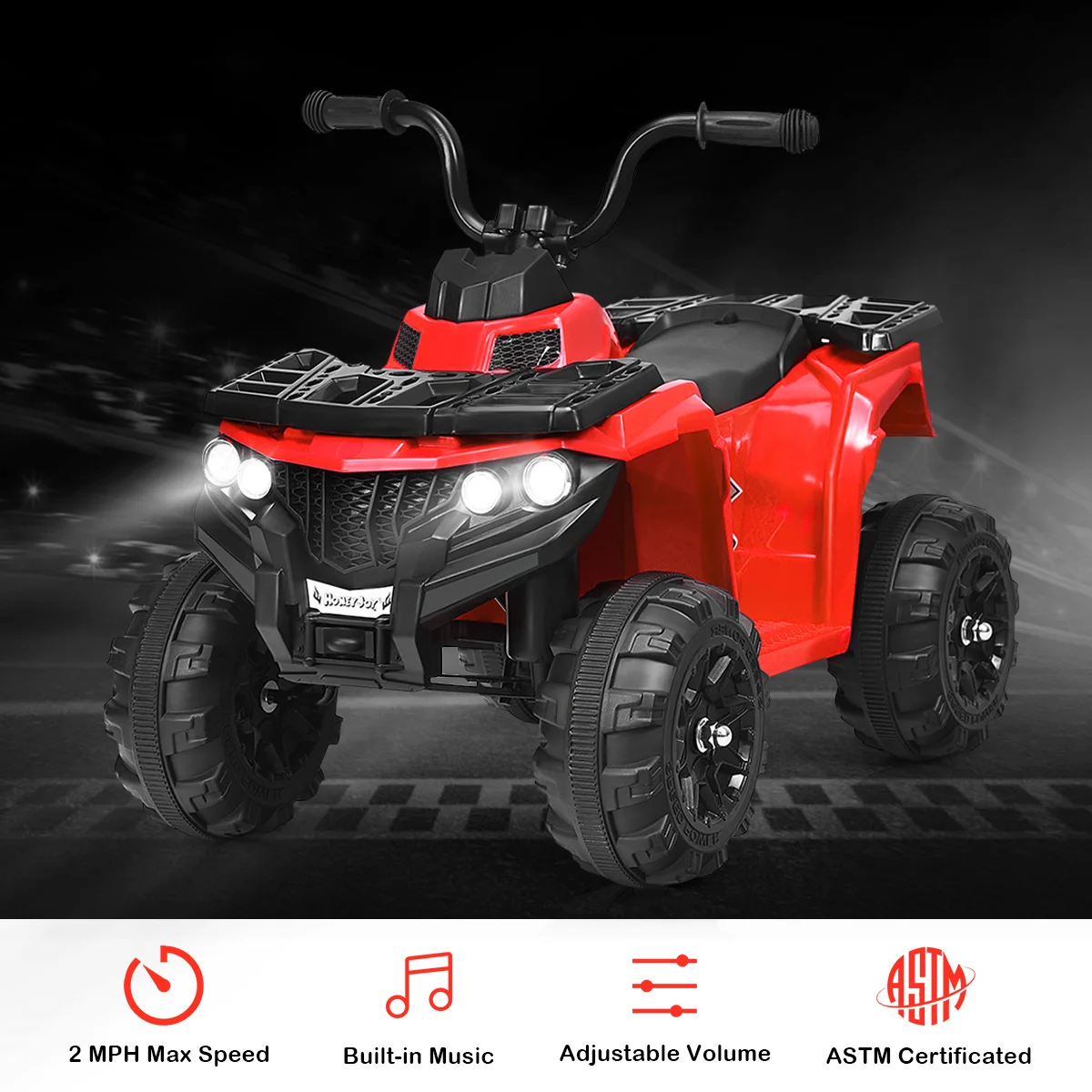 Crianças alimentado por bateria passeio ATV 4-Wheeler Quad com MP3 e LED farol vermelho e 6V