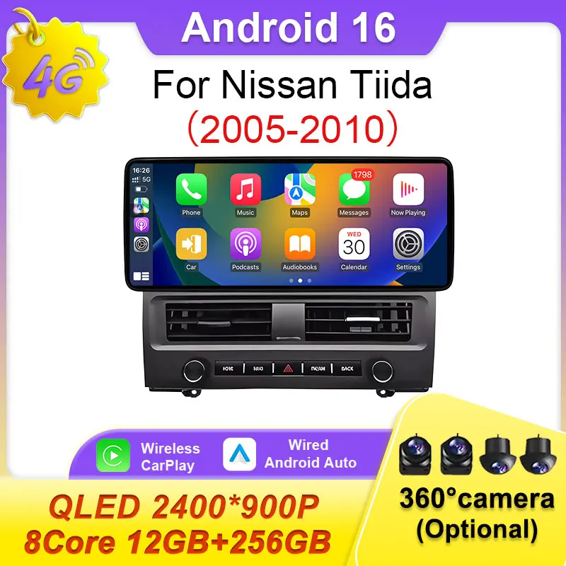 

Беспроводной CarPlay на Android 16 для Nissan Tiida 2005-2010: Ультратонкий экран, GPS-навигатор, DSP-стерео, Bluetooth, Wi-Fi, мультимедийный проигрыватель