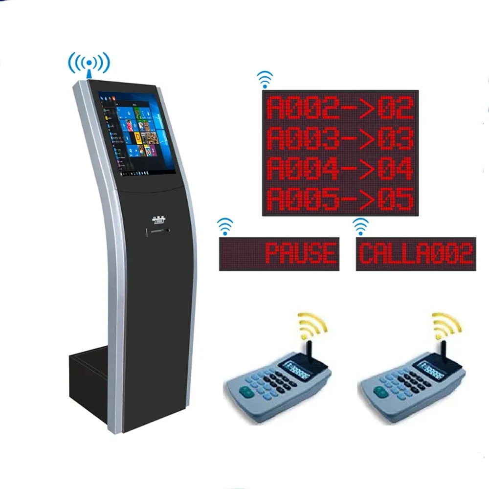 

17-Inch Wireless Queue Call Machine Touch Display Self-Service Ticket Dispenser Number Taking Floor Installation SDK Media