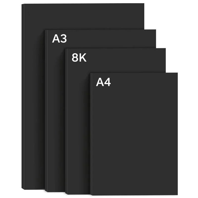 8K A4 A3 Thickened Black Card Paper Handmade DIY Painting Paper Black Business Cards Letter Wrapping Paper Hand Drawing Paper