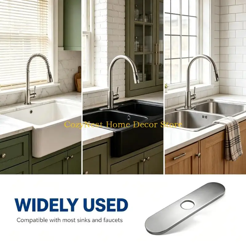 92MF Industrial Steel Sink Hole Cover Plate Escutcheon Plate for Faucet Deck Updates