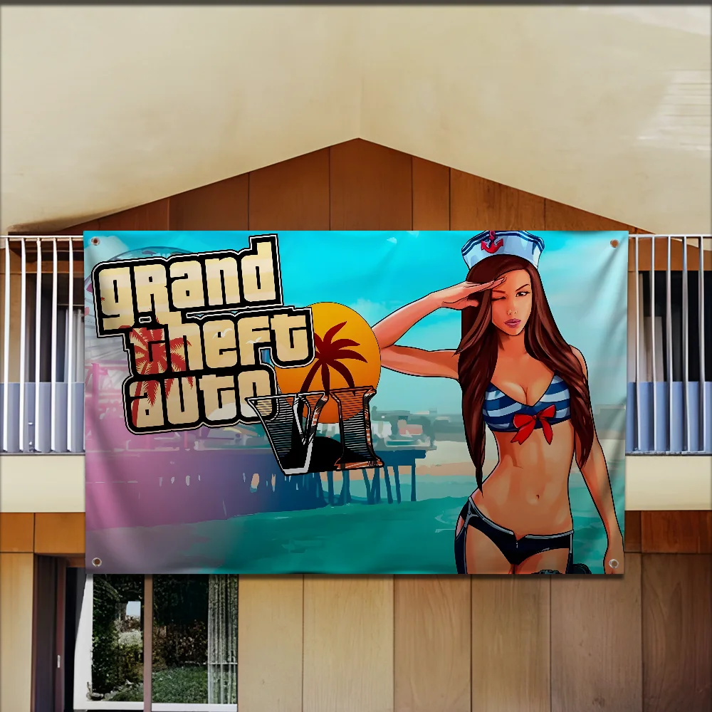 G-Grand Theft Auto G-GTA Game Flag Garden Flags For Party Living Room Home Balcony Wall Decor Banner Bedroom Tapestry Outdoor