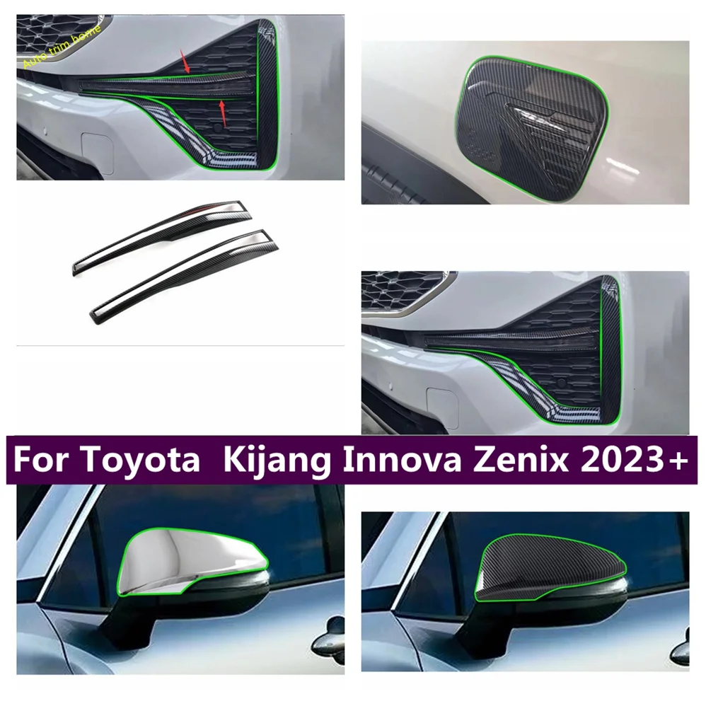 

ABS Carbon Oil Gas Tank Front Bumper Fog Lamp Rearview Mirror Cover Trim For Toyota Kijang Innova Zenix 2023 2024 Accessories