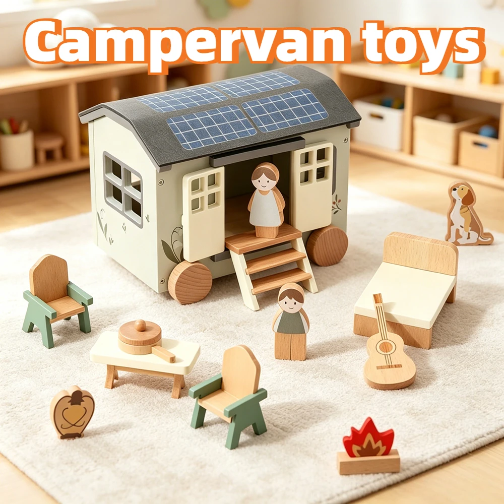 new-wooden-smart-camping-caravan-playset-family-pretend-play-toy-with-matching-table-chairs-ideal-birthday-gift