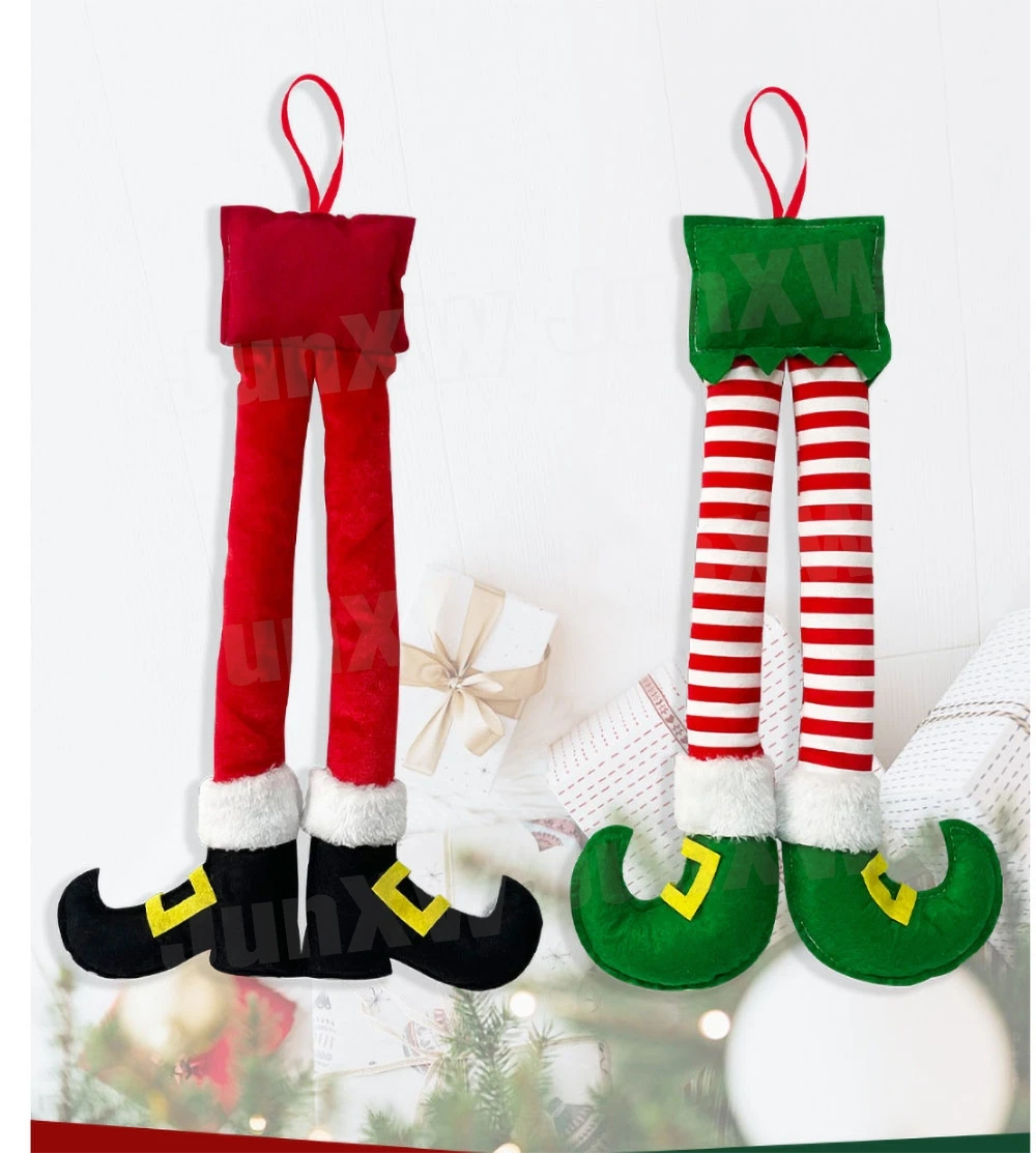 Christmas Elf Santa Legs Christmas Decor For Home Xmas Tree Pendants Ornaments Gifts New Year Navidad Noel Gift Car Accessories