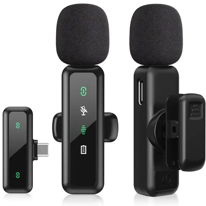 Microphone sans fil Lavalier, batterie Rechargeable 80mAh, micro Podcast à clipser pour Streaming, Vlogging, enregistrement vocal, Plug & Play