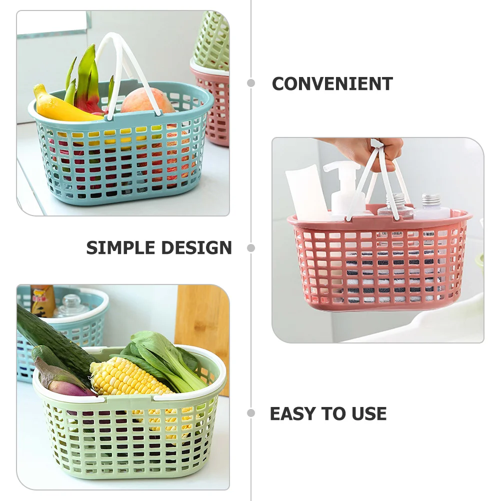 3 Pcs Pink and Green) Tote Bin Small Plastic Basket Organizer Picking Travel