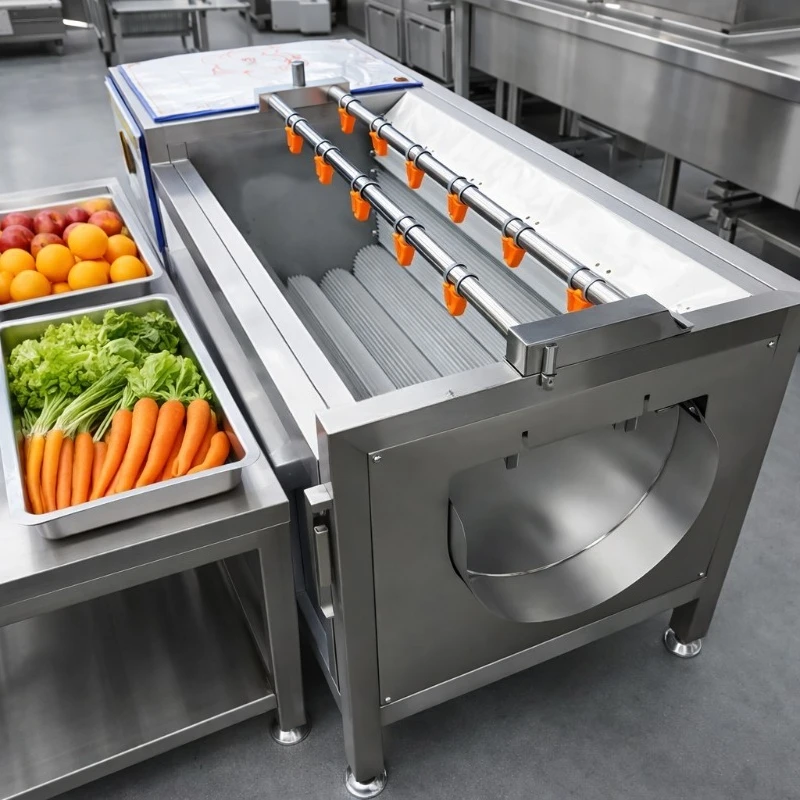 Industrial Bubble Washer Roller Brush Cleaning Machine for Root Vegetables and Fruits
