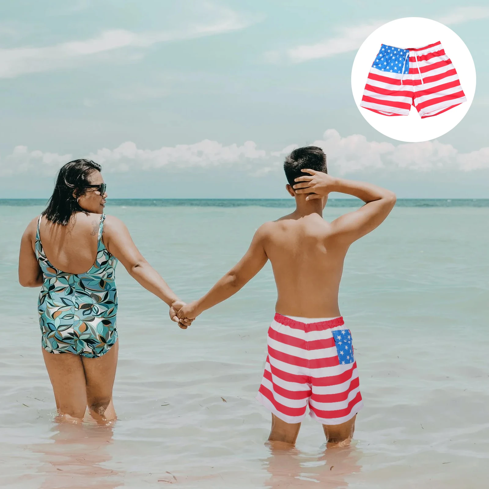 

Beach Shorts Trunks Men Summer Bathing Suit Quick Dry American Flag Swim Trunks Men Pants for Swimming Surfing Workout Mens