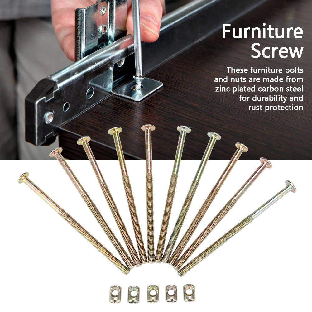 Furniture Connector Furniture Fastener M6 Carbon Steel 120mm Furniture Bolts With 6mm Barrel Nuts Connector Fastener