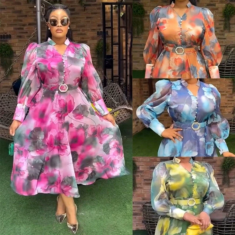 

2025 Elegant African Dresses for Women Africa Clothing Plus Size Wedding Party Dress Dashiki Ankara Office Lady Outfit Robe