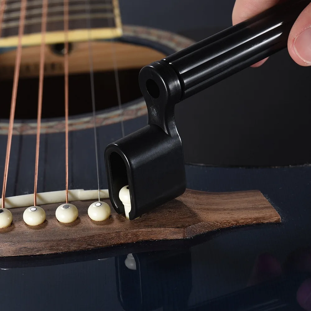 3PCS Plastic Material Guitar String Winder Black Color Bridge Pin Puller Guitar Maintenance Tool Guitar Bass String Change