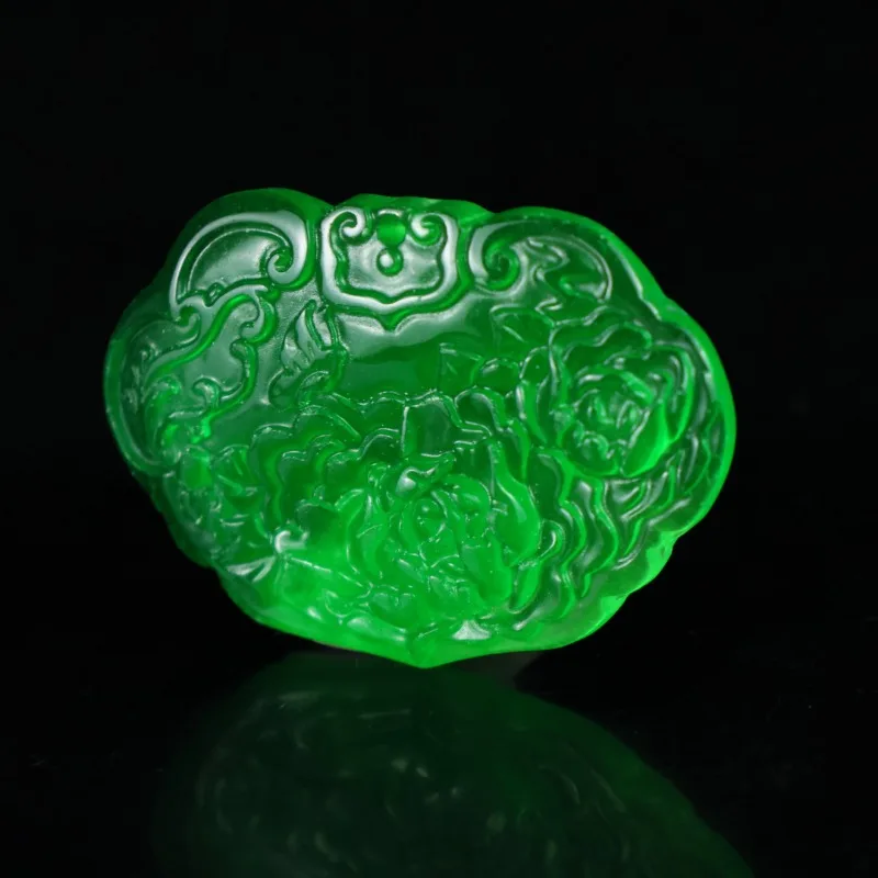 

Natural High Ice Green Jade Pendant, Exquisite Retro Ethnic Style Pendant