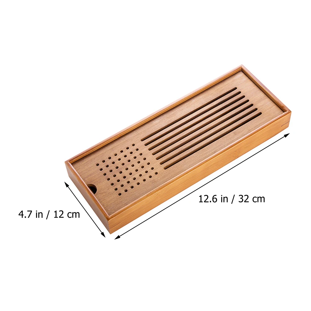 

Bamboo Tea Rectangular Brown Water Storage Smooth Drain Plate Edge Tea Cup Holder Kitchen Bar Accessories