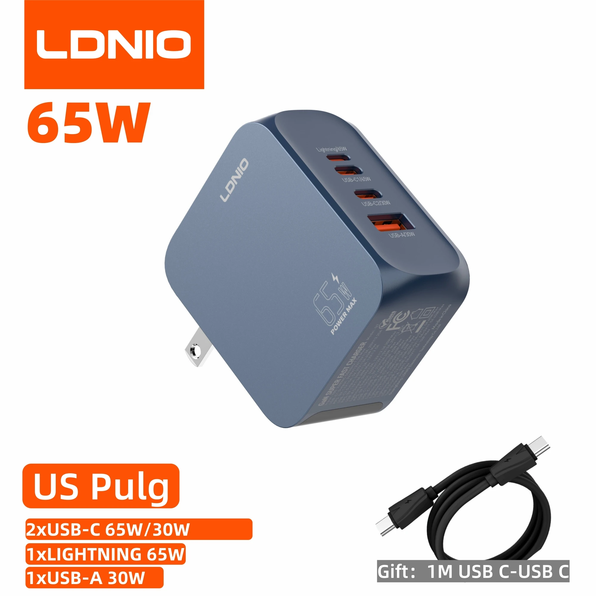 LDNIO Gan 100W snellader Type-C 65W 45W UK EU US Plug USB Multi-Port snellaadstation voor MacBook iPhone Xiaomi