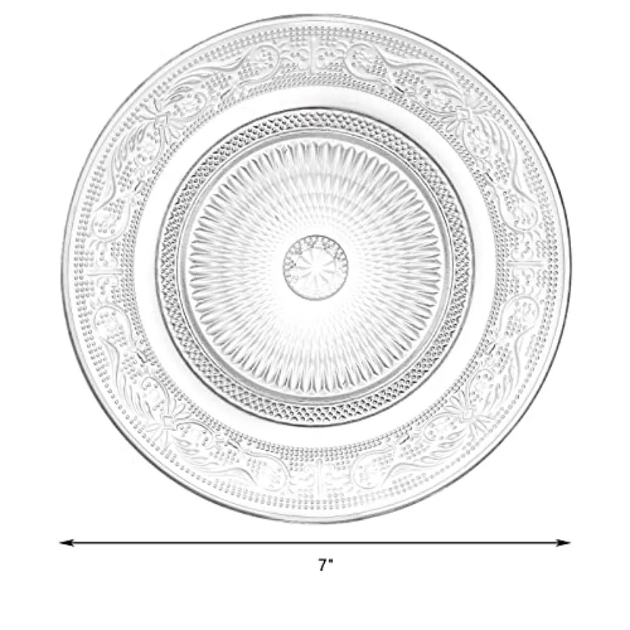 12 упаковок стеклянных тарелок для салата, 7-дюймовые маленькие стеклянные десертные тарелки с красивым резным узором для подачи фруктов, закусок, закусок