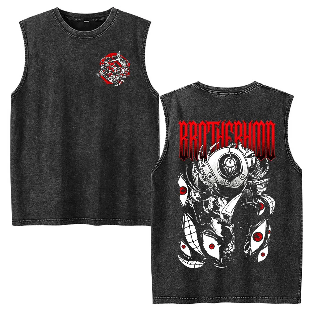 Anime Fullmetal Alchemist Edward Elric Alphonse Elric Eyes Vintage Washed Tank Tops Men's Women Clothing Fashion Sleeveless Vest