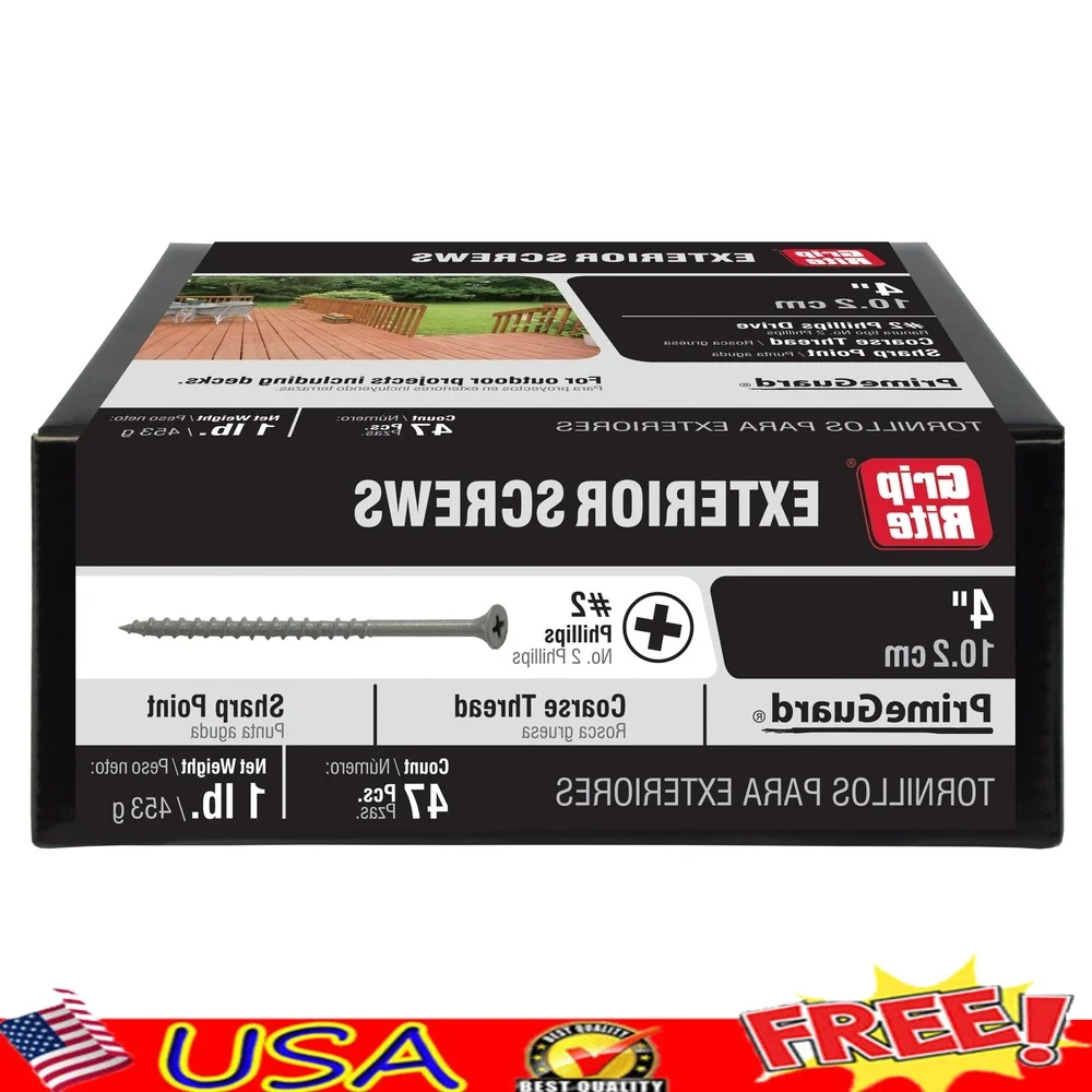 

3 Pack Deck Screws 10 x 4 Inch Wood Fasteners Patio and Exterior Construction Sharp Point Easy to Use 1lb