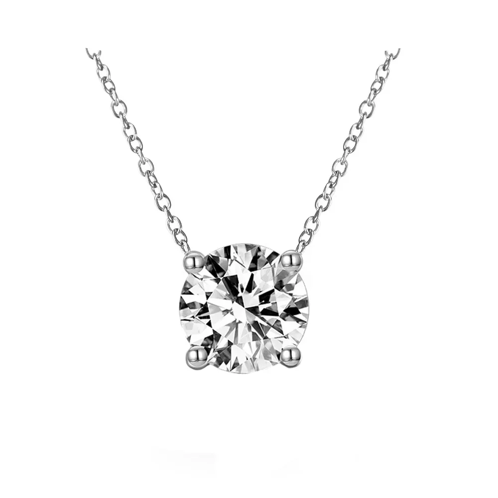

HOT SALE S925 Silver Fashion Simple Cultivation Red Treasure Round 6.5mm Necklace 1ct Neck Chain 40+5cm Wedding Jewelry