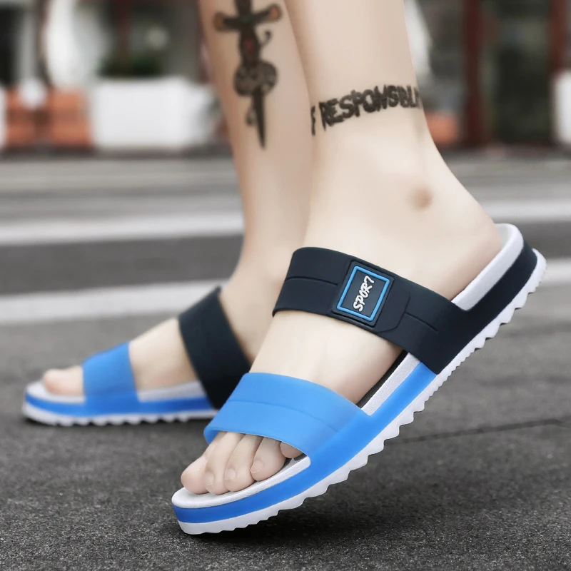 2023 High Quality Men Slippers Slides Outdoor Indoor Non-slip Light Soft Bottom  Flip Flops Sandals Beach Shoes Slippers Home