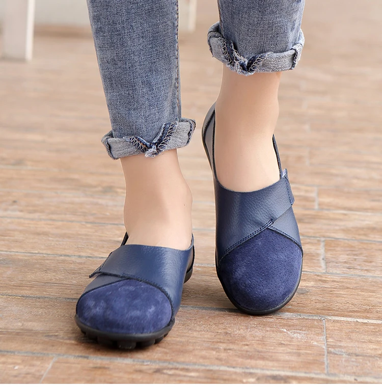 Frau Schuhe Weiche Leder Low Heels Schuhe frauen Elegante Wohnungen 2025, Casual Flache Schuhe Frauen Schuhe Neue Müßiggänger Zapatos mujer – Detail 8