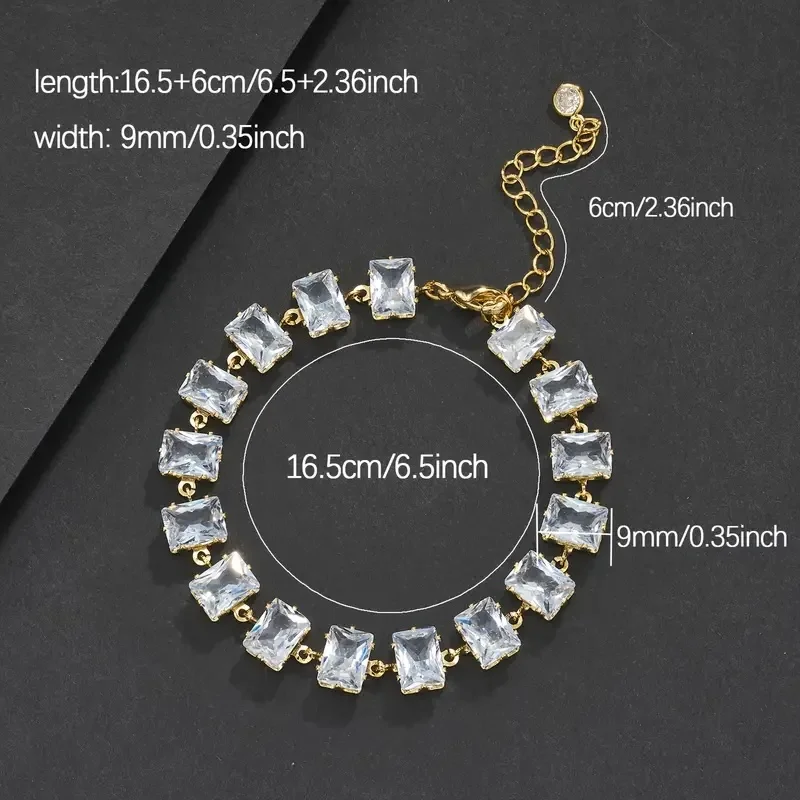 

Men's 9mm Square CZ Thick Bracelet Adjustable Elegant Jewelry Gift for Christmas