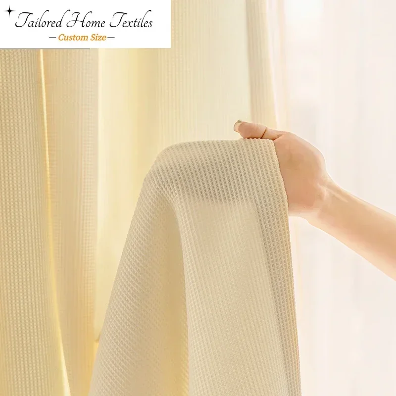 

New Chenille Cream Style Curtains for Bedroom Living Room Blackout Solid Color Thickened Curtains Customized Modern Simple linen
