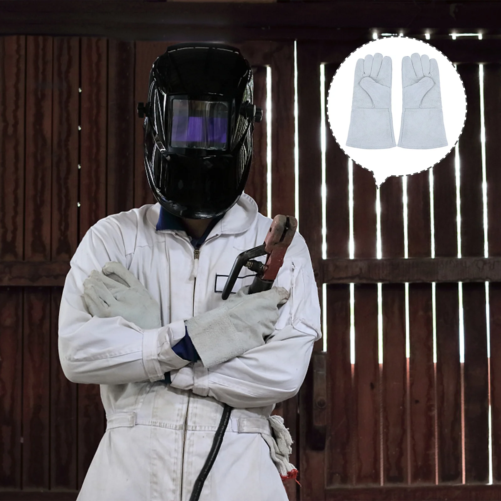 

1Pair Premium Welding Gloves Genuine Cowhide Heat Resistant for Outdoor Camping Work Long Wear Comfort